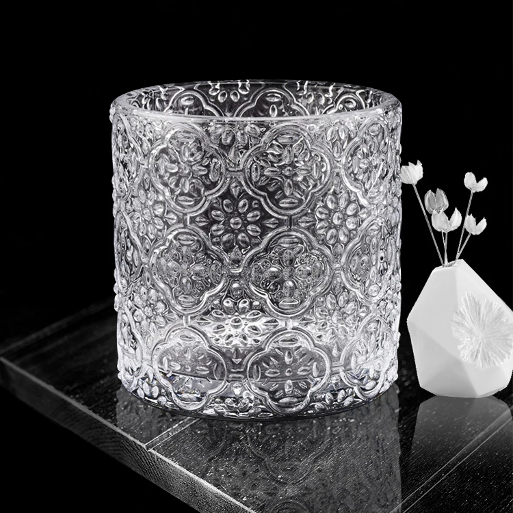 Luxury embossed glass votive candle holder home decor in bulk