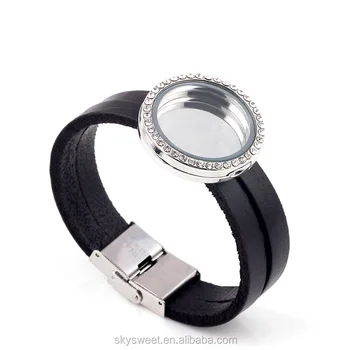Mens Locket Bracelet Best Bracelets Expandable Leather Bracelet Mens Locket Diamond Round