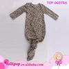 Baby Infant Latest Leopard Print Long Sleeve Cotton Nightgown With Unique Knotted Tail Toddler Sleeper Christening Gowns
