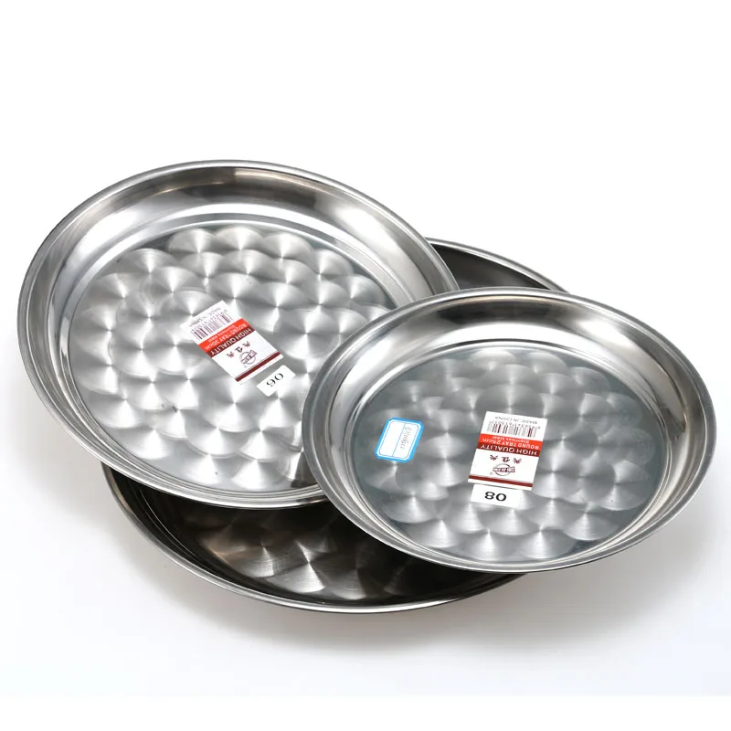 Wholesale Factory Stainless Steel Round Serving Tray For Kitchenware