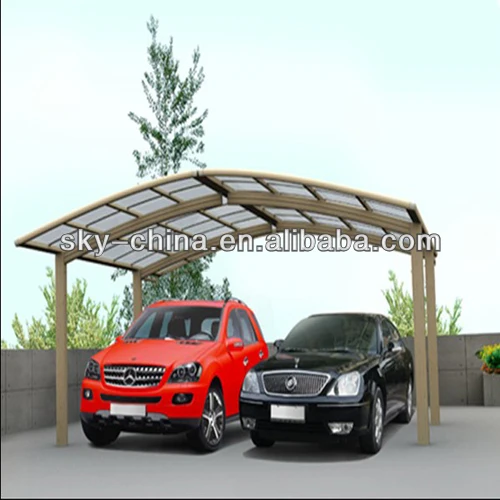 Strong waterproof aluminium car cover for car parking with polycarbonate roof