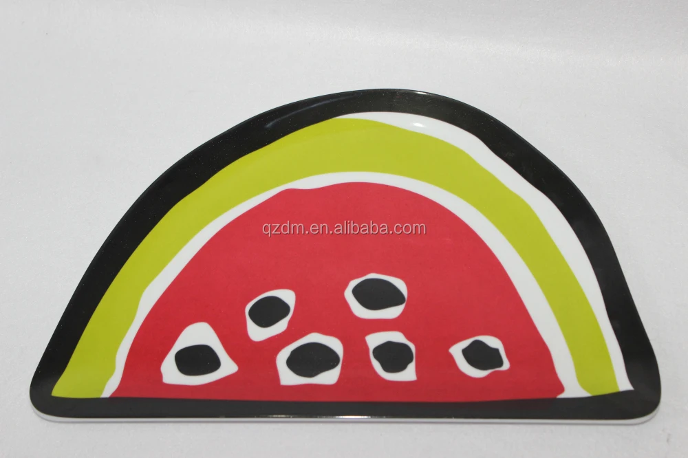 Plastic Watermelon Shape Plate Melamine Dessert Dishes