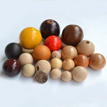 Taille Différente 10mm 100mm Bois Perles En Bois Avec Trou De Couleur Peinture Boule De Bois Buy Boules De Noël En Boisboules De Sculpture Sur