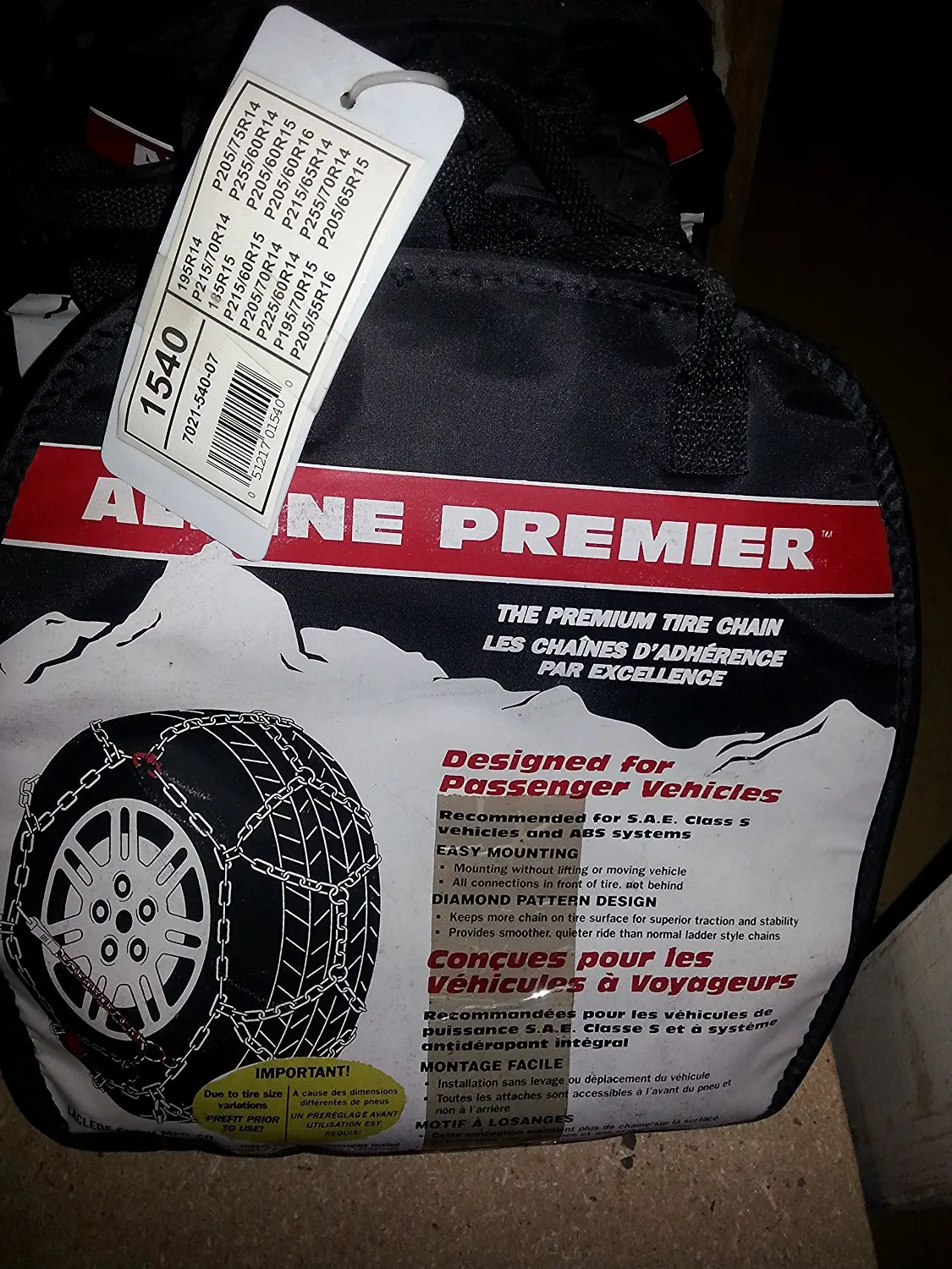 Laclede Tire Chain Size Chart