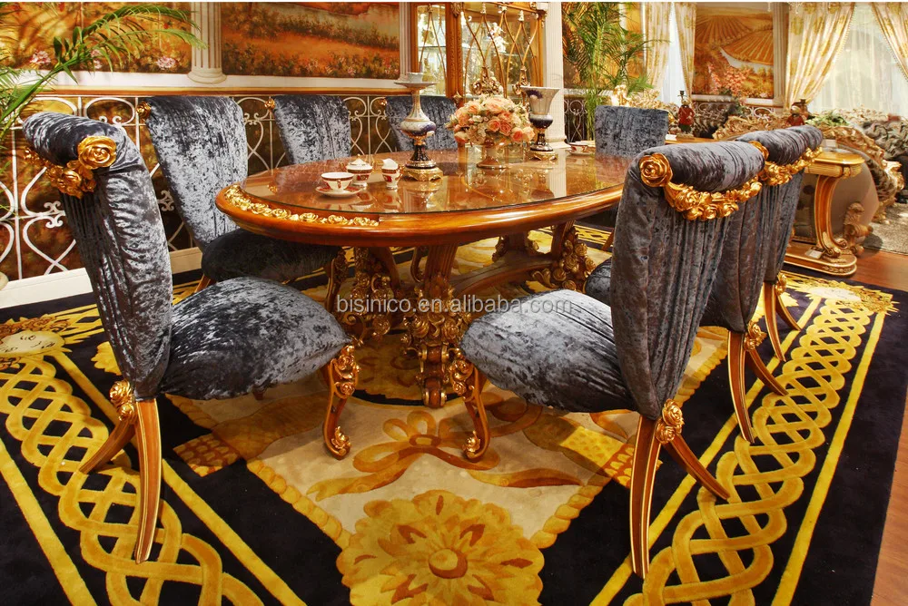 French New Clic Style Rose Design Wood Dining Table Set European French New Clic Style Rose Design Wood Dining Table Set European Fancy Room Furniture