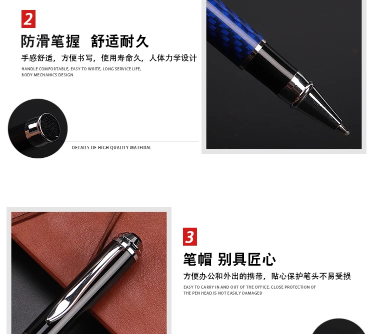 NAMAYA Luxury Black Ink Pen Set - 2 Stift Set Mit Kugelschreiber & Rollerball, Carbon Fiber Design