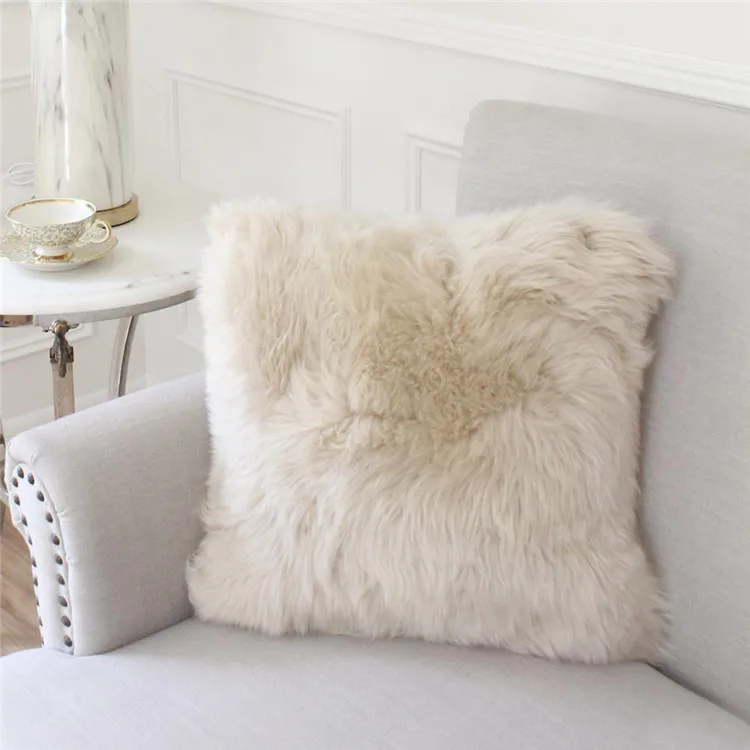 Bsci Certification Colorful Genuine Sheepskin Wool Cushion Sheep Throw