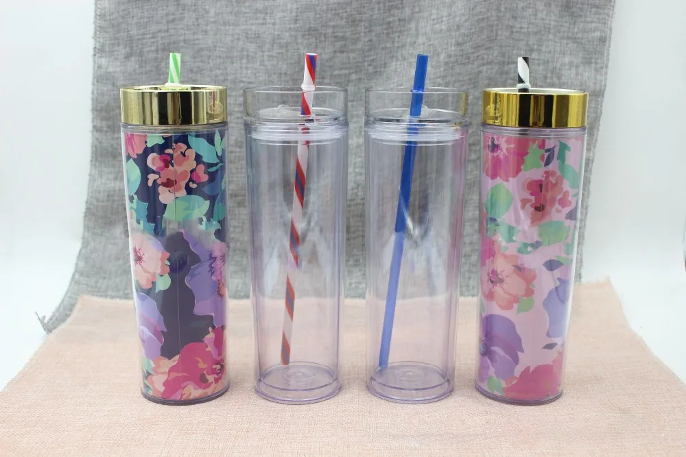 Download 16oz Double Wall Plastic Straight Skinny Acrylic Tumbler Personalized Tumbler With Paper Insert ...