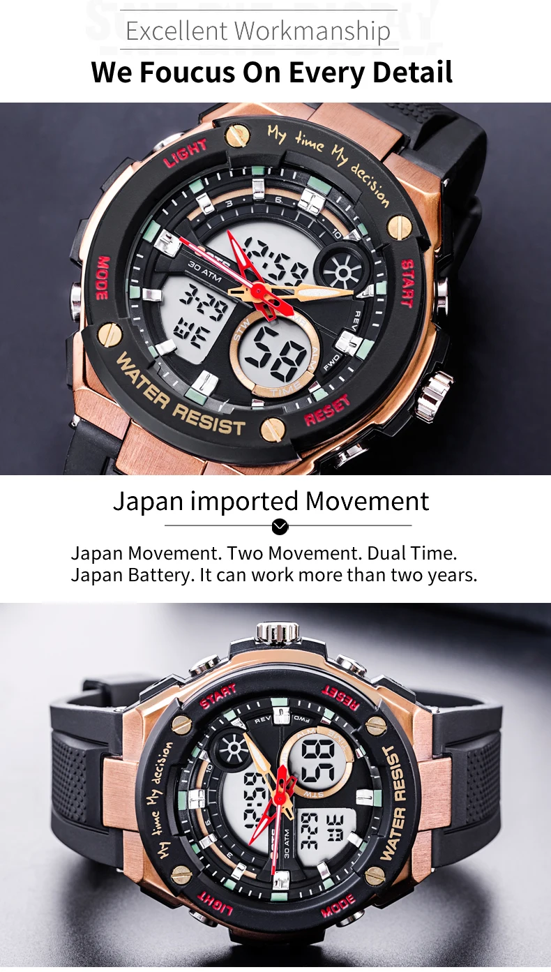 Ots Fashion Military Sports Watches Waterproof Men Digital Quartz Watch ...