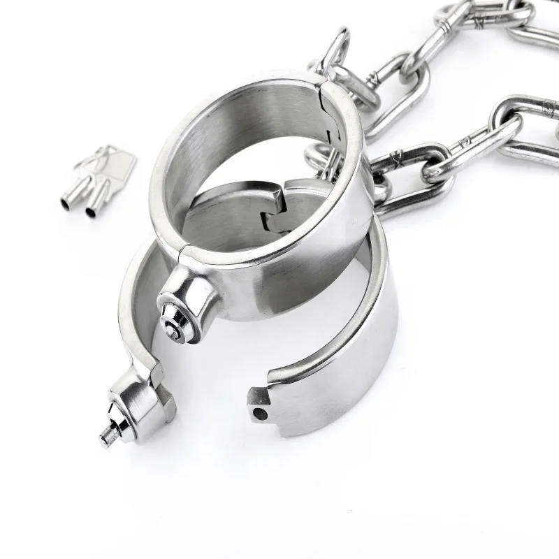 Stainless Steel Shackles Chain Leg Irons Ankle Cuffs Bondage Harness ...
