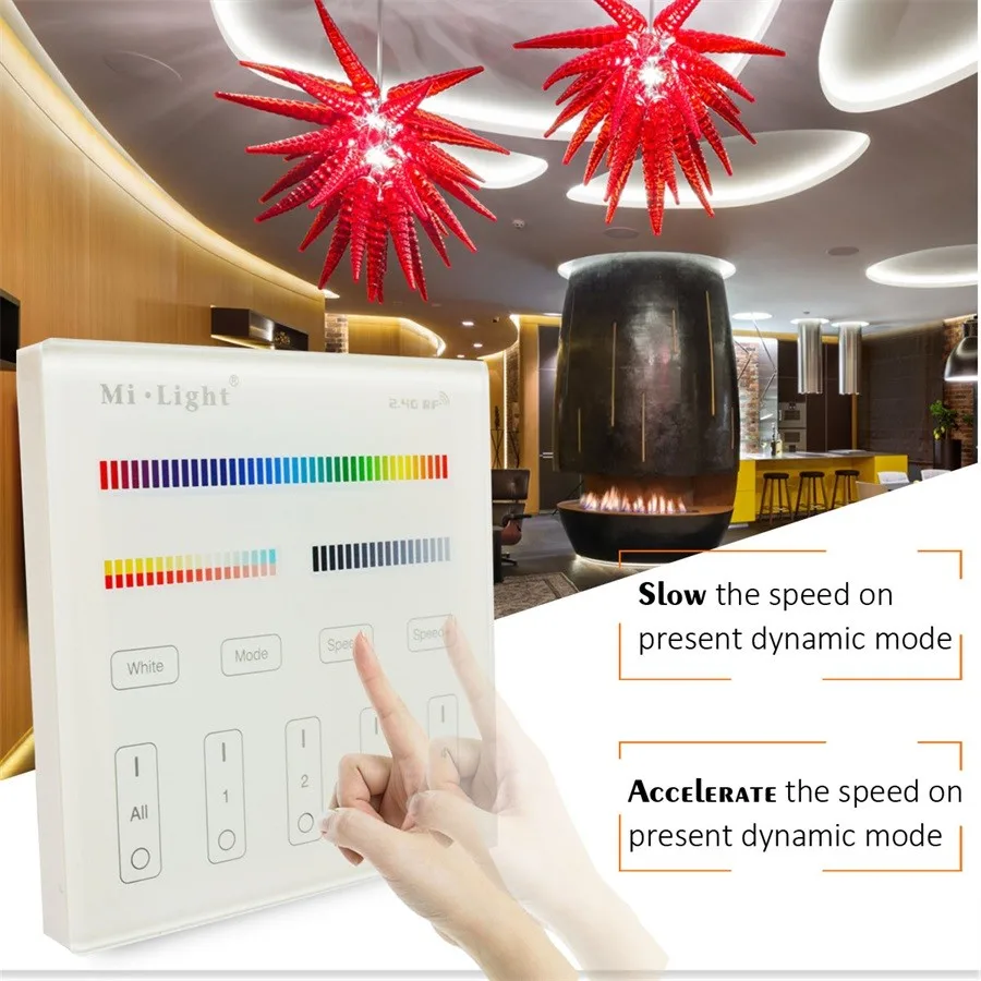 Milight T4 AC85-265V 4-Zone RGB+CCT Smart Touch Panel Remote Controller