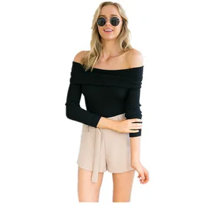 Loose Knitted Off Shoulder Long Sleeve Jumper Sweater Ladies Casual Knitwear Tops Womens Loose Knitted Off Shoulder Long Sleeve Jumper Sweater Ladies Casual Knitwear Tops