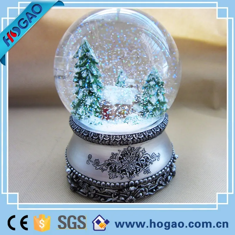 Antique Glass Snow Globe Snowglobe Christmas Village Trees Snowdome ...