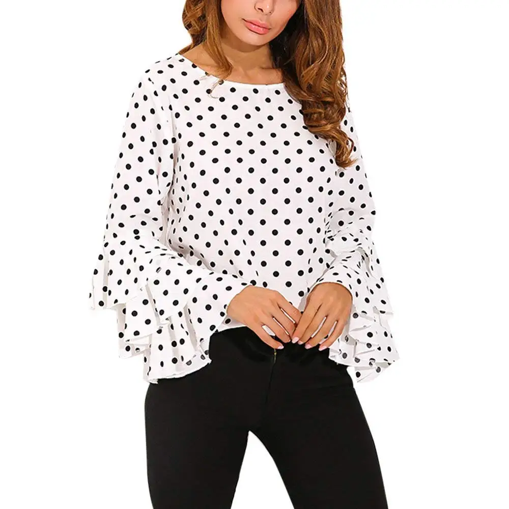 ladies polka dot tops