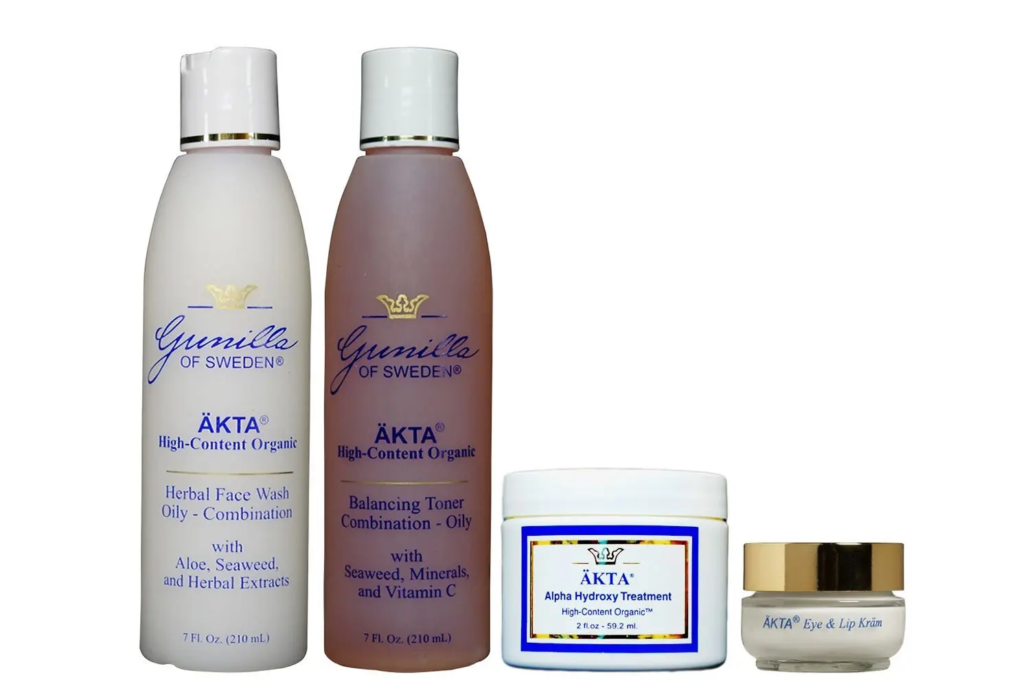 ÄKTA by Gunilla of Sweden Skin Care Organic System (Oily/Combo Skin): Based on Nutrient Rich Organic Aloe. Botanical Extracts & Alpha Hydroxy Acids Provide Anti-Aging Benefits- Alcohol and Oil-Free