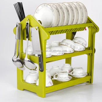 Home Basics 3 Tier Plastic Dish Drainer Rack Green Blue Orange Red Home Basics 3 Tier Plastic Dish Drainer Rack Green Blue Orange Red