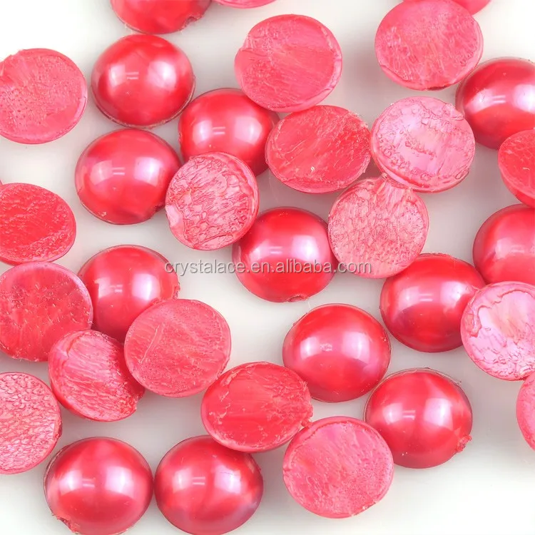 Siam red color 7mm half cut plastic ABS pearl beads in bulk in China