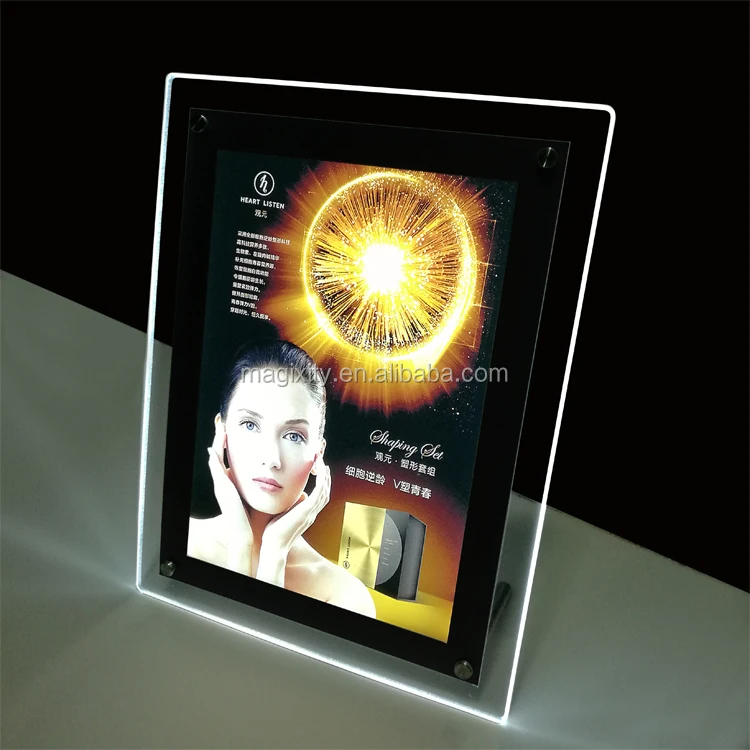 Free shipping LED single-sided desktop crystal ordering light boxes customized magnetic light boxes bar billboards price list
