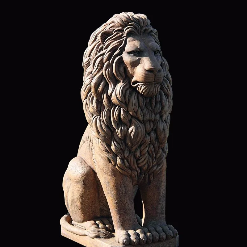 Antique Large Marble Lion Statue Life Size Stone Wildlife Garden