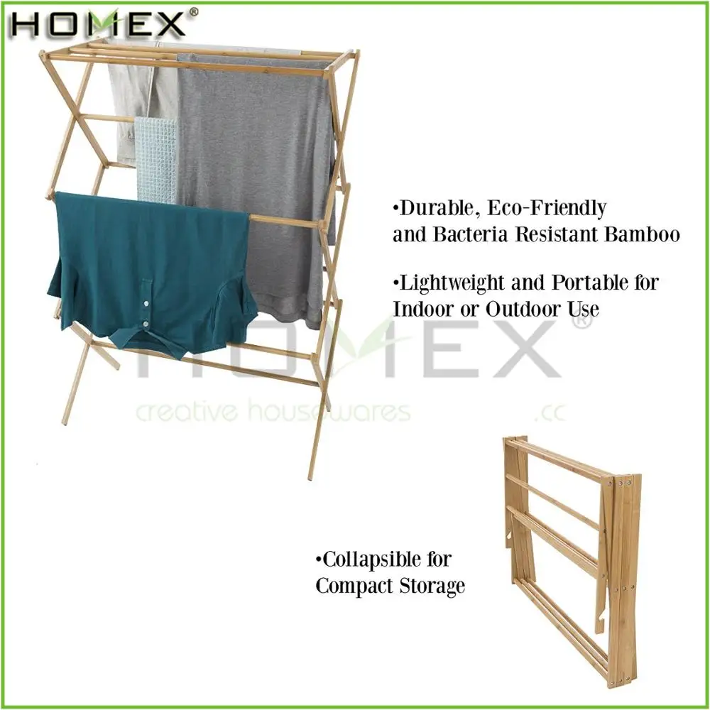 Bamboo Xframe Foldable Clothes Drying Rack/homex_bsci Factory Buy