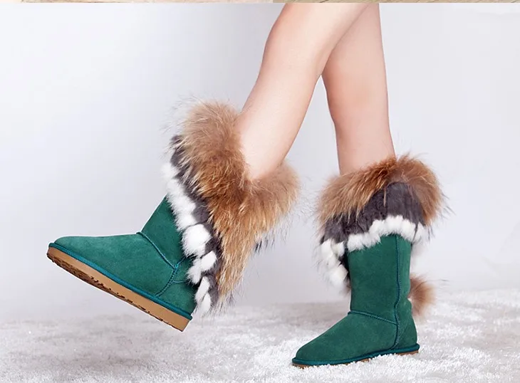 green boots with fur