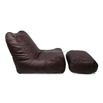 Interior And Out Brown Bean Bag Chair Pu Leather Beanbag Lounge