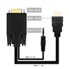 Full HD 1080P HDMI to VGA adapter Converter 1.8m 6ft 3.5mm streo Audio Cable for PC X-BOX Laptop to monitor projector