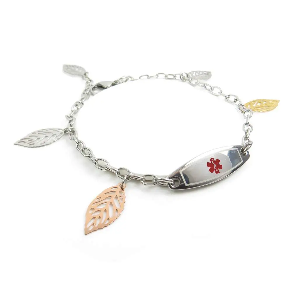 My Identity Doctor Millefiori Glass Pre-Engraved /& Customizable Blood Type AB Medical Bracelet Pattern Pink,