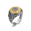Antique Gold Plated Cuff Spin 925 Sterling Silver Couple Rings