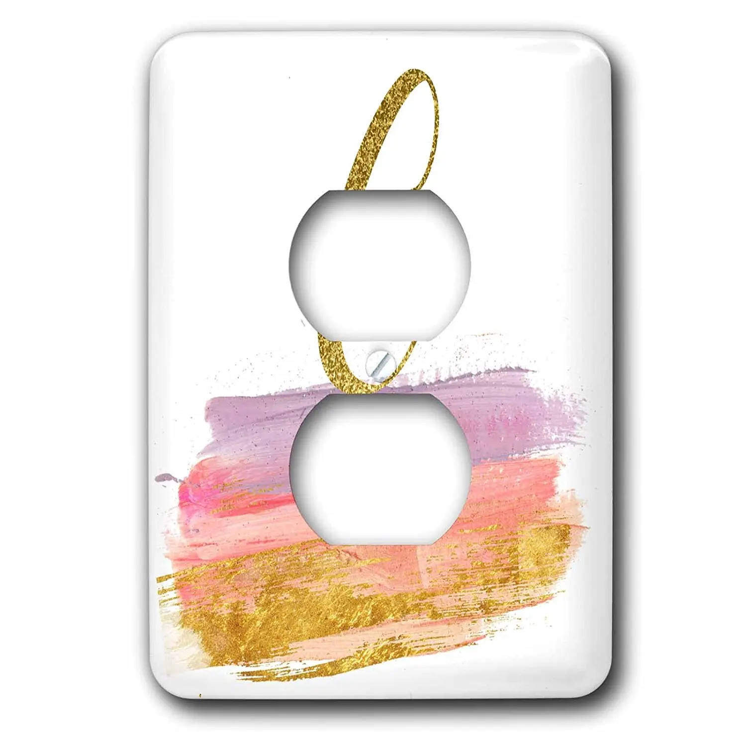 3dRose Anne Marie Baugh - Monograms - Modern Purple, Pink, Gold, Brush Strokes Monogram G - Light Switch Covers - 2 plug outlet cover (lsp_267747_6)