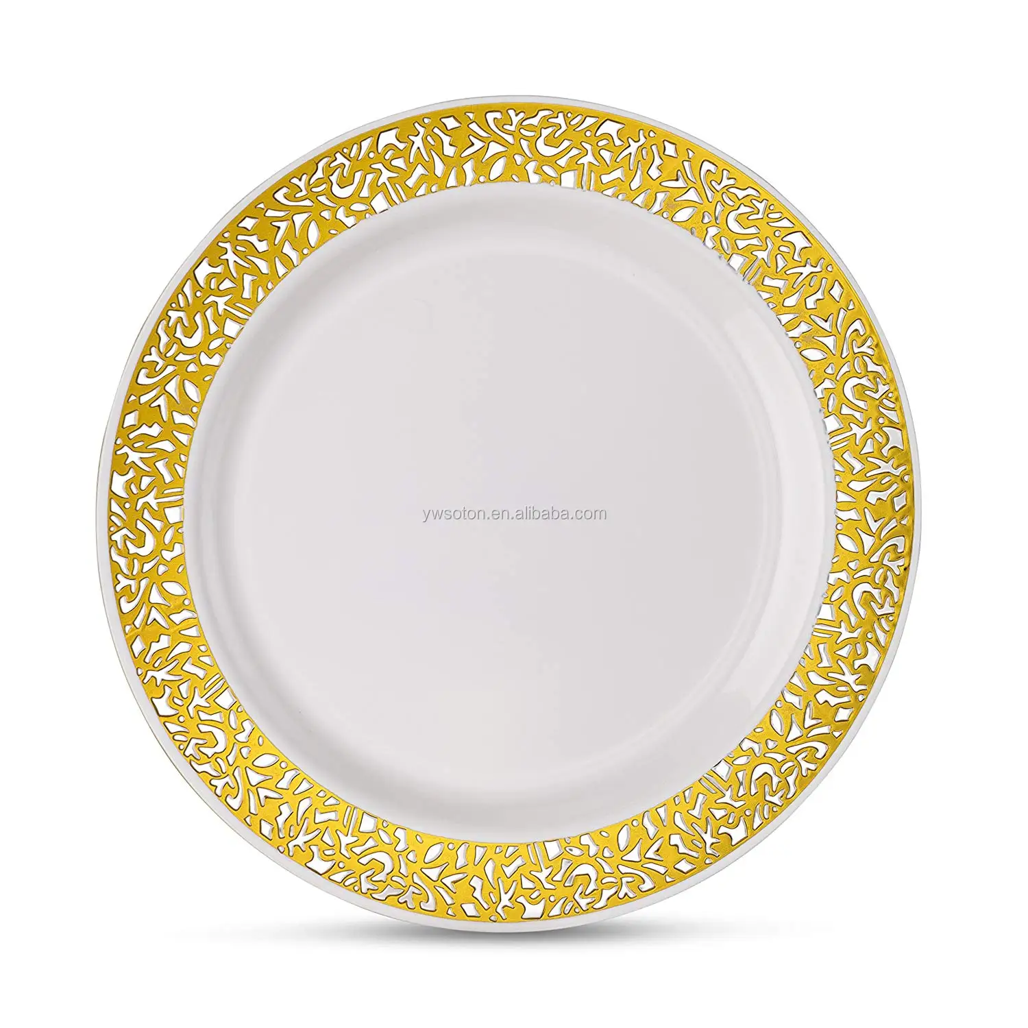 Rose Gold Plastic Plates With Disposable Plastic Silverware Lace Design Plastic Plate Buy Gold