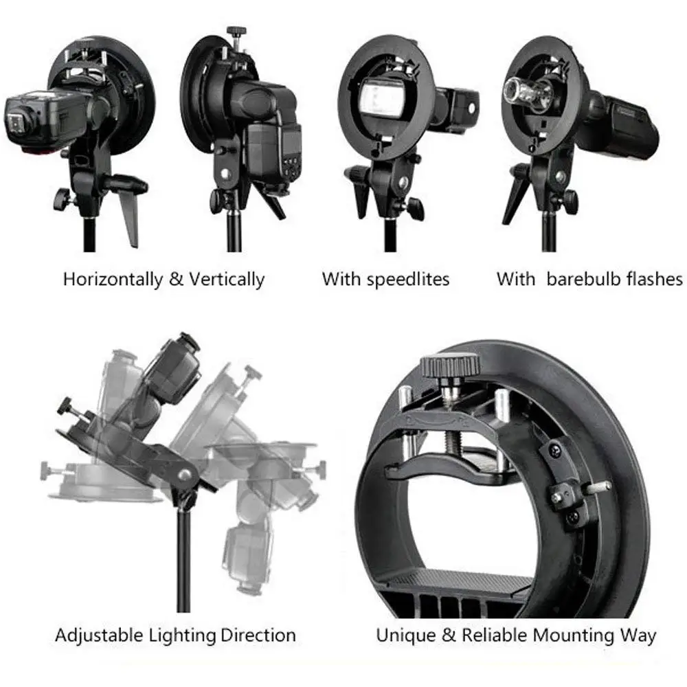 Godoxs S-type Bracket Holder With Bowens Mount For Speedlite Flash