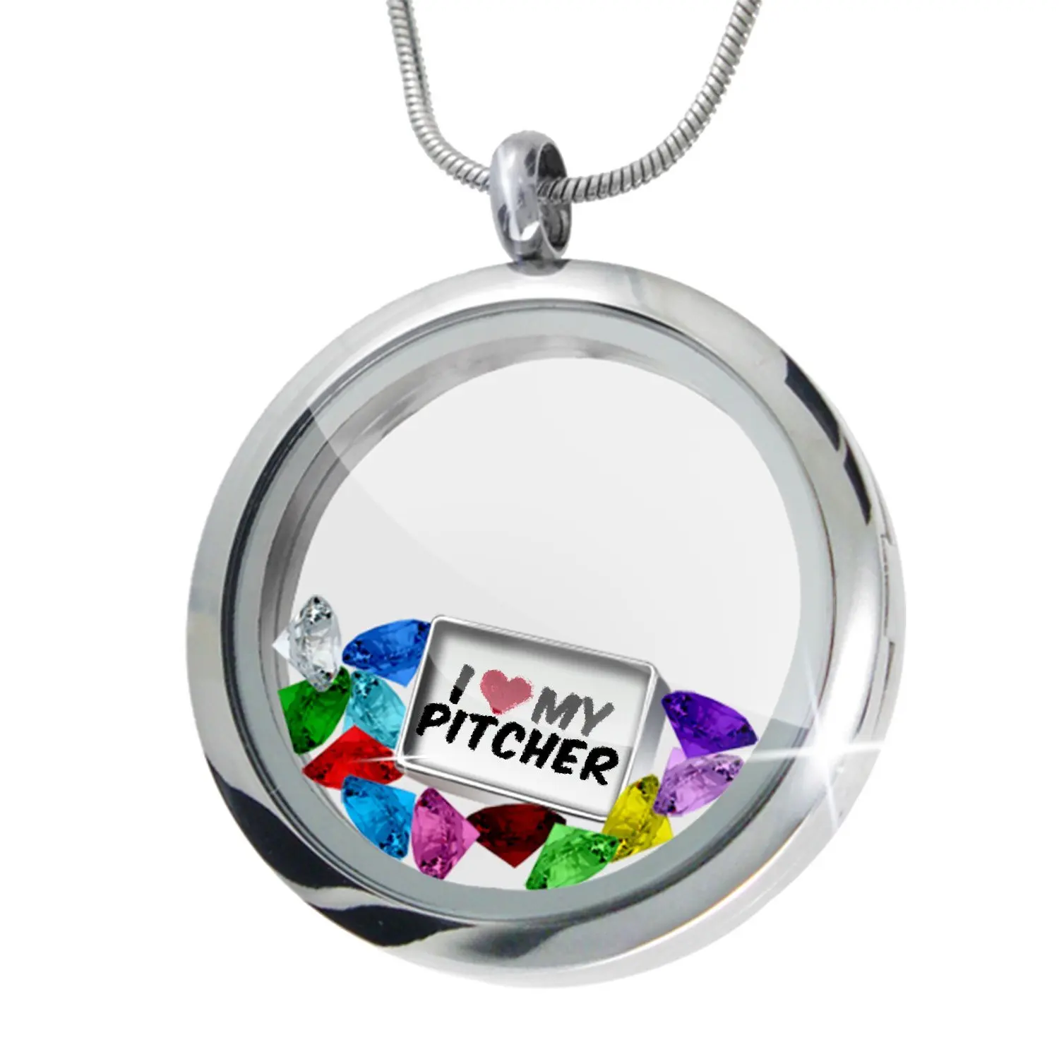 Floating Locket Set I heart love my Pitcher - NEONBLOND