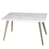 Nordic style Italy carara marble centre coffee table with champagne metal legs