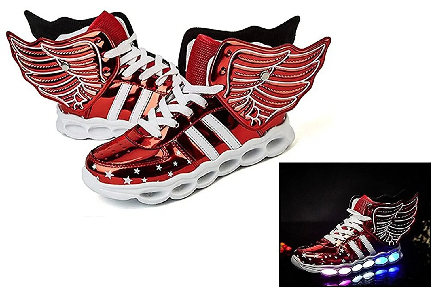 Wings LED Sneaker Kid Flash Glisten Shoes For Boys Girls USB Charge Casual Sneakers