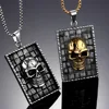personalize punk gothic stainless steel gold plated nameplate skull pendant necklace chain men fashion jewelry necklaces