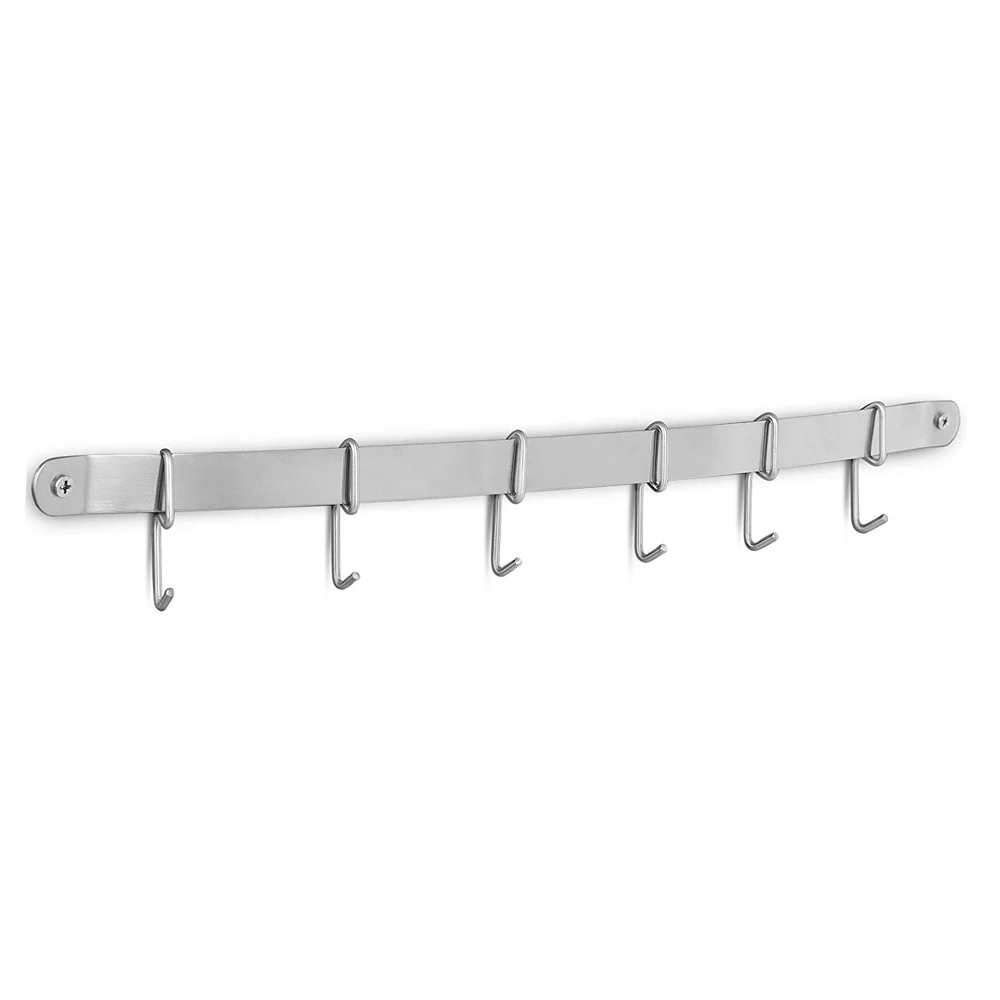 Marketable Wall Mounted Kitchen Shelf Hanger Stainless Steel Pots And Pans Hanging Rack Rail Over The Door Towel Rack With Hooks