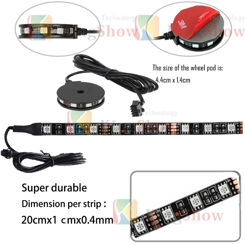16pc Multi Zone Multi-Color Ultrathin Super bright Led Motorcycle Flexible Strip lighting led motorcycle Accent wheel light kit