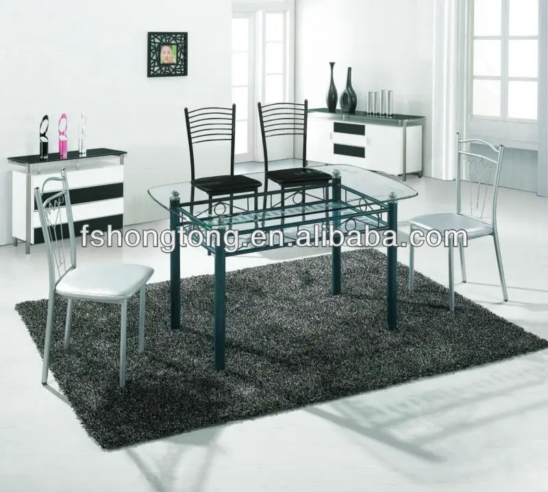 Contemporary Dining Table,Mabel Glass Top And Metal Dining Table,Chrome