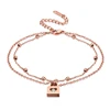 Fantastic double layer anklets stainless steel locking anklet