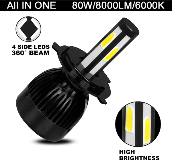 Hid Led Super Bright Cob Led Headlight Kit Lamp Car Bulbs Xenon,12v 35w