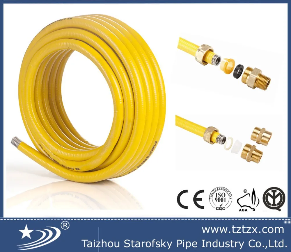 15266:2007 Ss Yellow Flexible Gas Pipe With Brass Fitting - Buy Gas ...