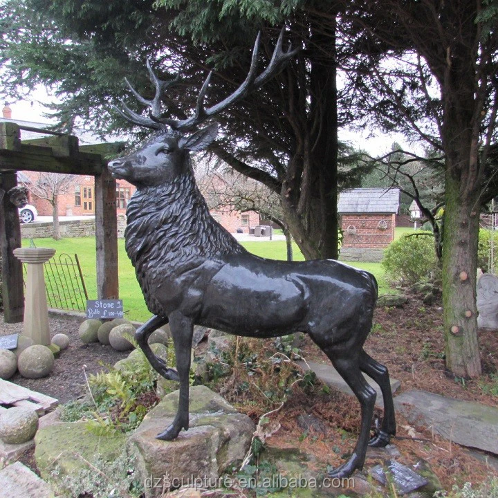 Outdoor Fine Cast Bronze Sculpture Life Size Black Stag Statues Outdoor Fine Cast Bronze Sculpture Life Size Black Stag Statues