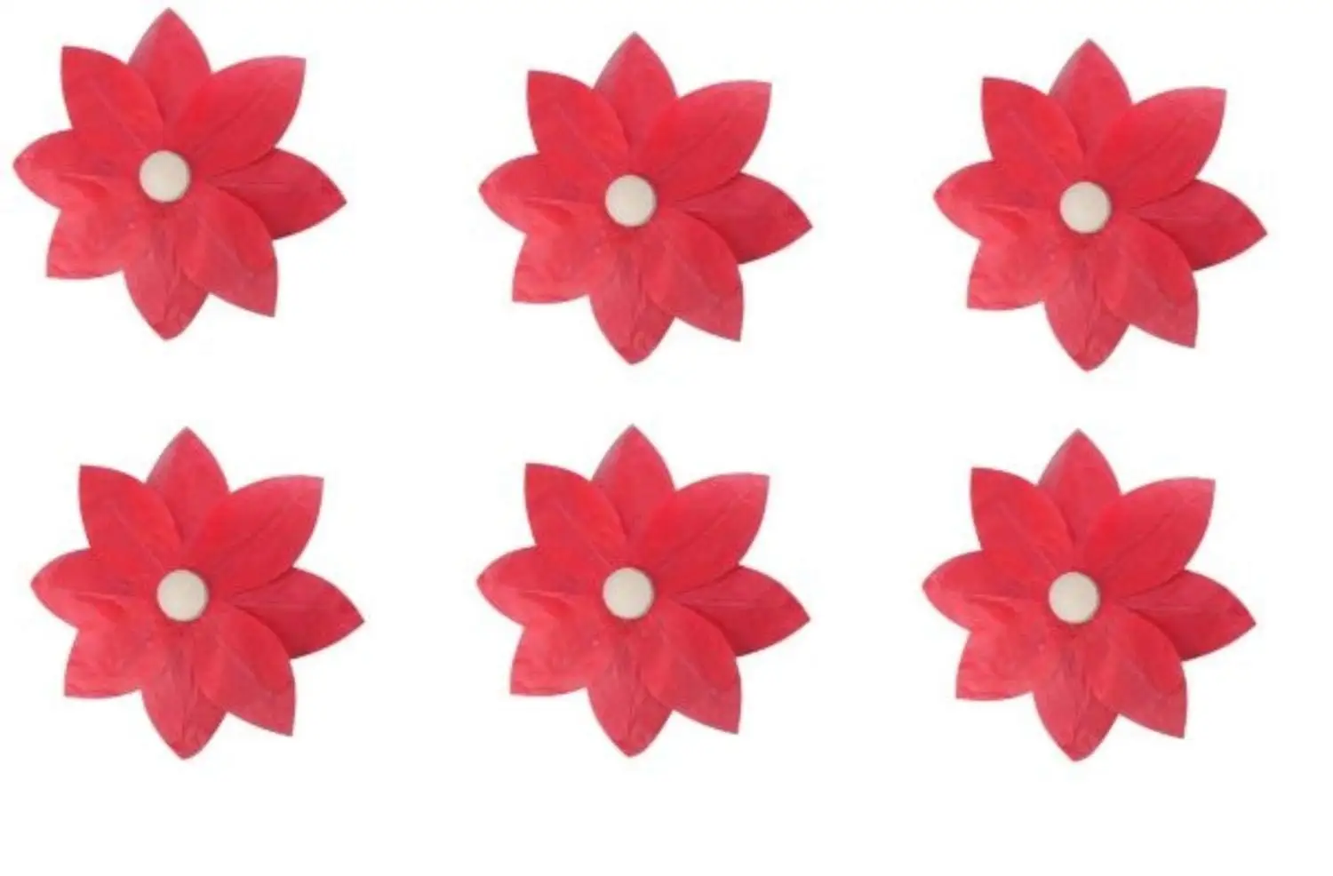 Pack of 6 Red Floating Lotus Paper Flower Outdoor Patio Decor Lanterns