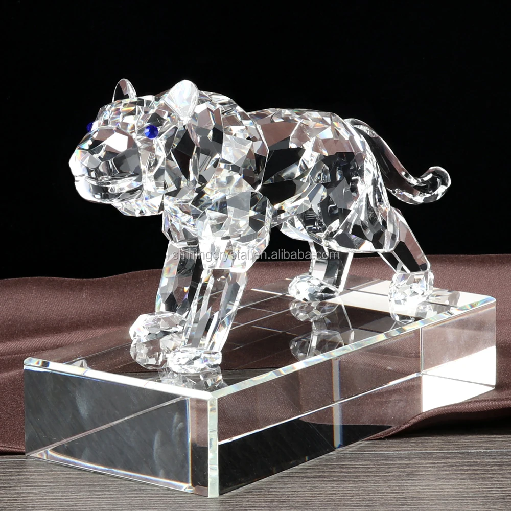 Unique Crystal Glass Tiger Figurine The Chinese Zodiac Ornament Crystal