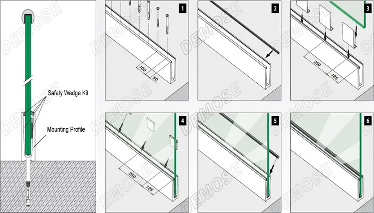 Aluminium U Channel Kaca Tempered Desain Pagar Tangga Untuk Balkon ...