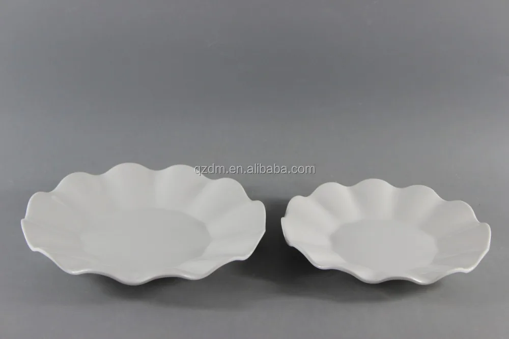 Imitation Porcelain Melamine Flower Shape Plate Set Of 2