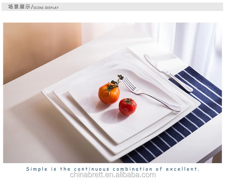 Best Selling Products Decorative Ceramic Tableware Square Shape Dinner Plate