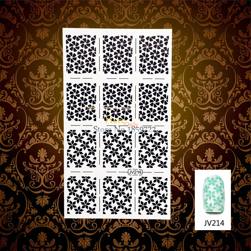 1PC Hot Flower Designs White Hollow Nail Wraps Decal Tips Guides HWJV214 Reusable Nail Manicure Art