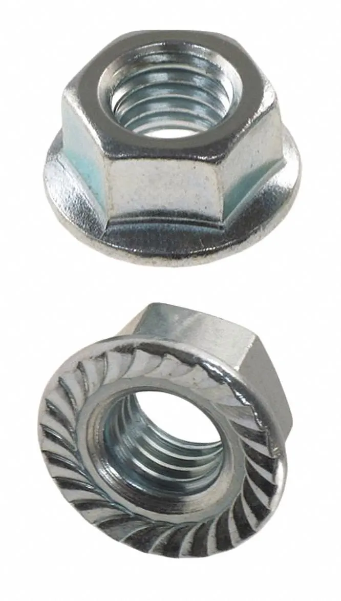 15//16 Width Across Flats ASME B18.2.2 Zinc Plated Finish Grade 2 Steel Hex Flange Nut 9//16 Overall Height Self-Locking Serrated Flange 5//8-18 Threads Pack of 10